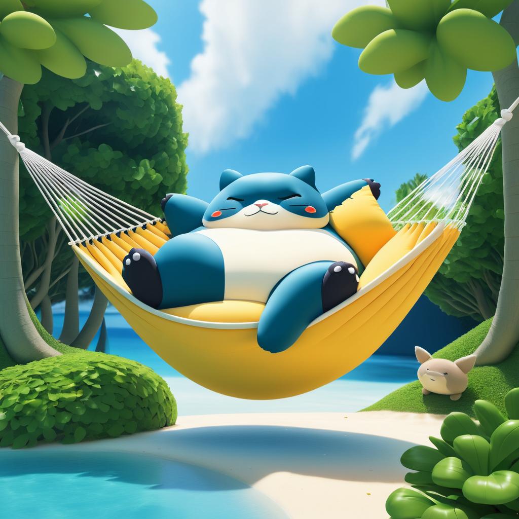 Snorlax Relaxing on a Hammock