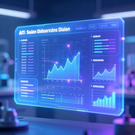 Digital CGI image of a glowing blue holographic display showing 