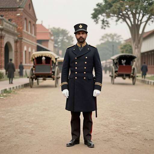 Vintage British Colonial Officer Portrait