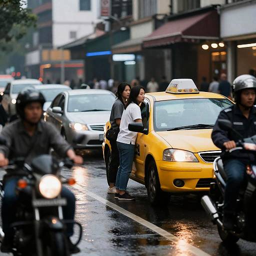 Dynamic Urban Street Scene with Taxi