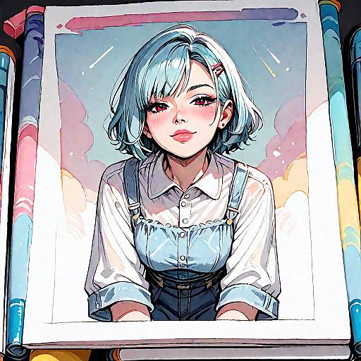 Playful Elder Woman Anime Watercolor Close-up