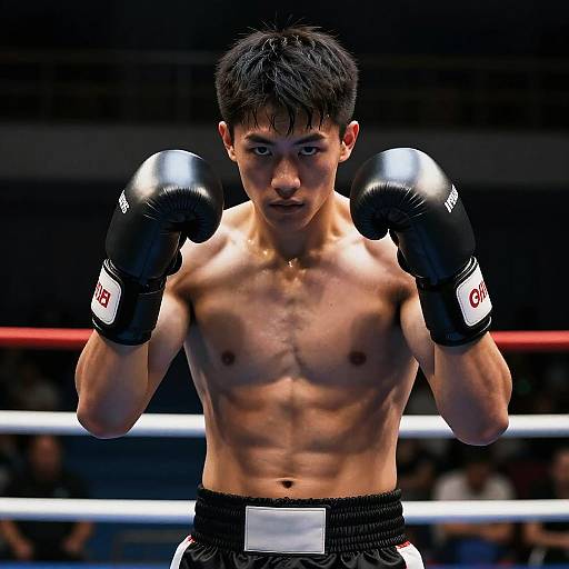 Focused Male Boxer in Ring