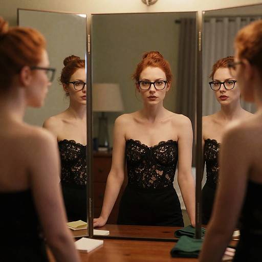 Reflective Portrait of a Red-Haired Woman