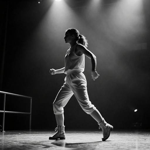 Gritty Black-and-White Dancer in Motion