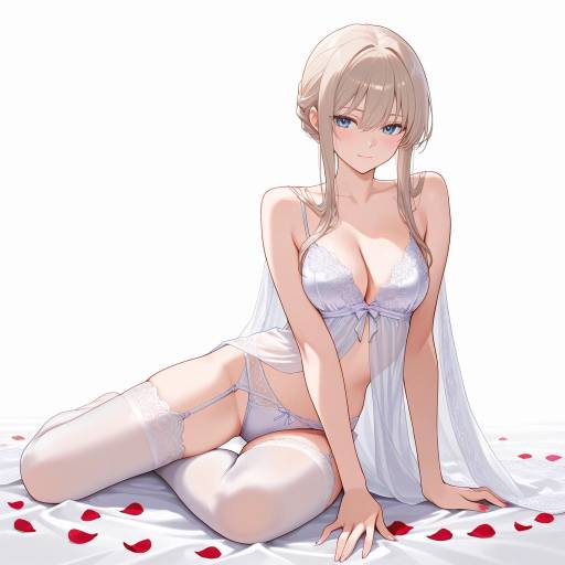 Elegant Lingerie Pose with Rose Petal Elegant Lingerie Pose with Rose Petal