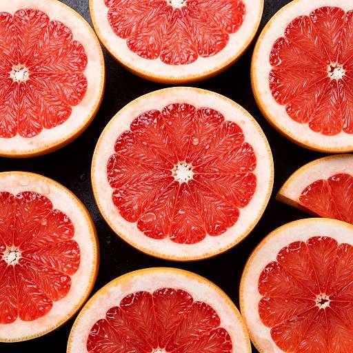 Close-Up Red Grapefruit Slices Top View