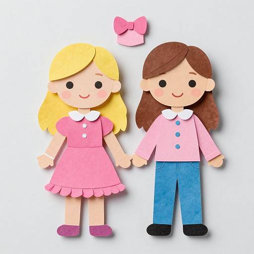 Colorful Paper Dolls with Floating Top