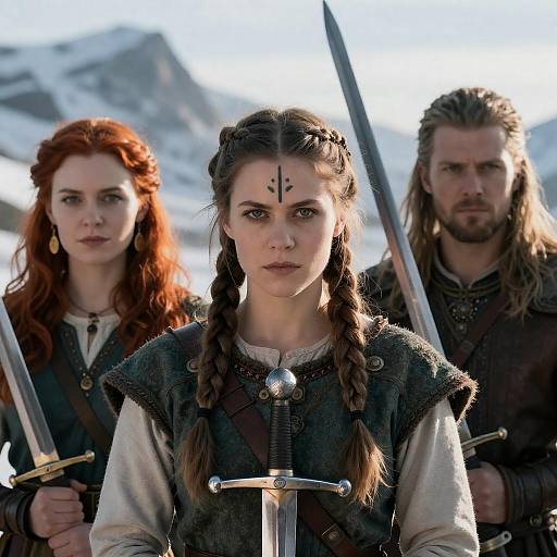 Viking Warriors in a Snowy Landscape