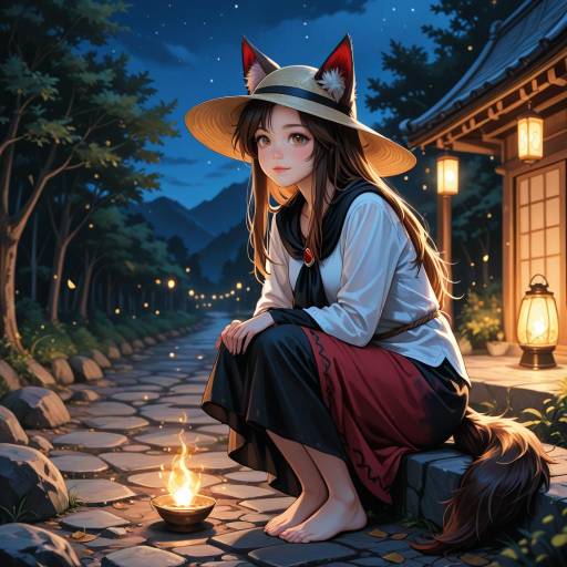 Blonde Girl with Wolf Ears Outdoors
