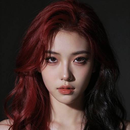 Half Red Half Black Hair Portrait