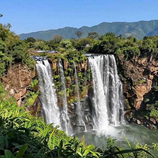 Dramatic Waterfalls Over Rugged Cliffs