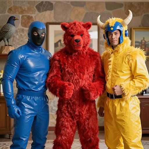 Vibrant Trio in Foam Costumes