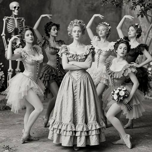 Monochrome Vintage Cabaret Poster with Skeleton