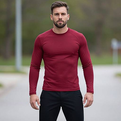 Realistic Man Wearing Red Compression Shirt