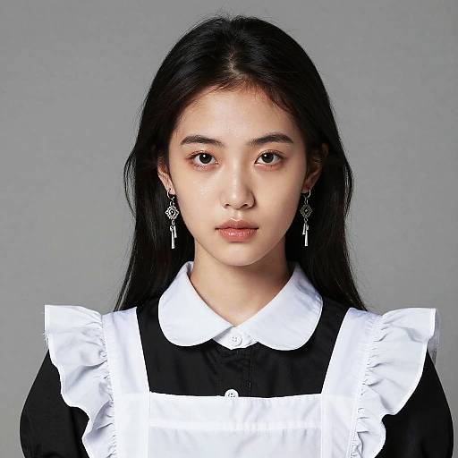 Portrait of Young Woman in Maid Outfit