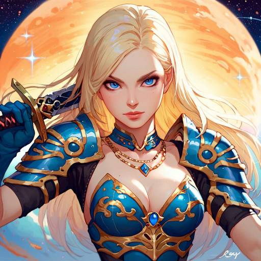 Warrior Girl with Sword and Armor