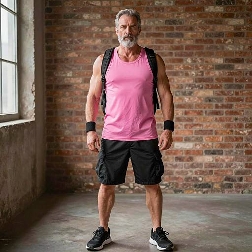 Muscular Man in Pink Tank Top