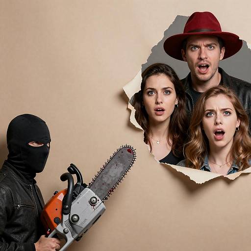 Torn Paper Portrait with Intense Expressions