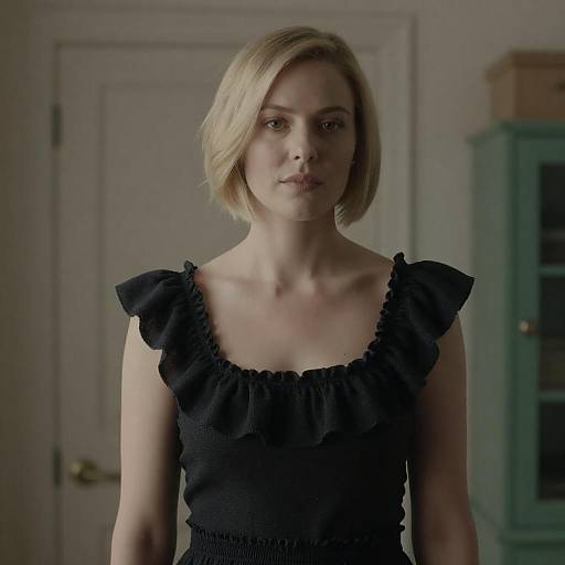 Blonde Woman in Dimly Lit Room