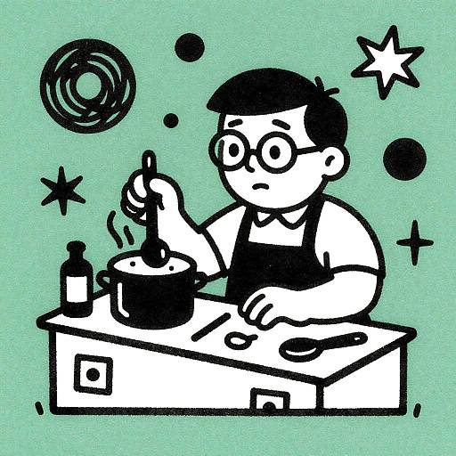 Engraved Style Cook Stirring Pot