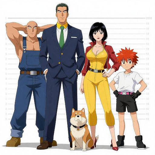 Anime Character Line-Up with Height Chart