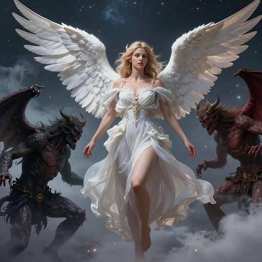 Angelic Battle in Cosmic Skies