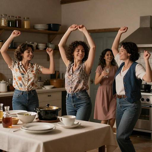 Joyful Dance in a Cozy Kitchen