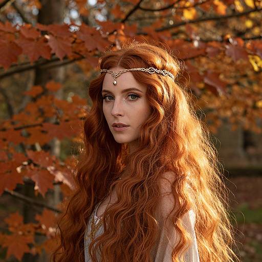 Mystical Elven Woman in Autumn Woodland
