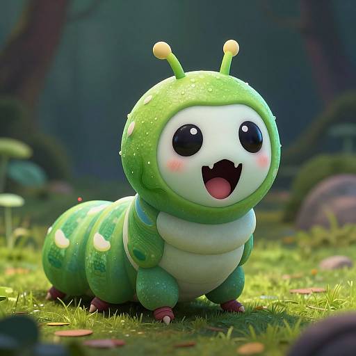 Kawaii Larva with Woman's Face