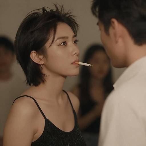 Dimly Lit Intense Couple Portrait