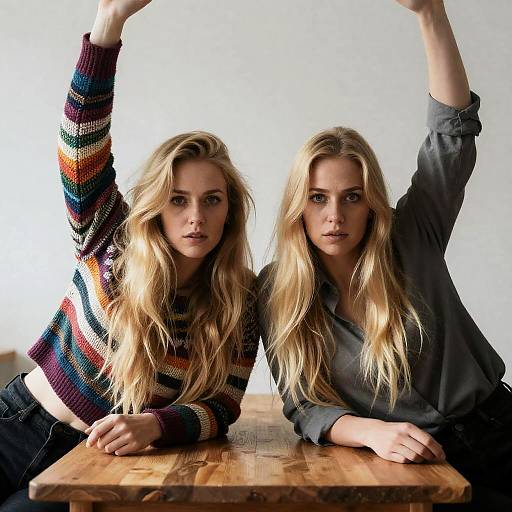 Intense Expression of Two Blonde Women