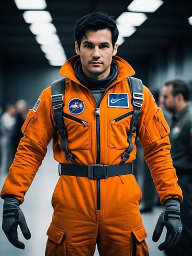 Male in Orange Flight Suit