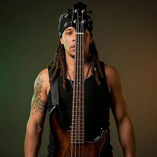 Realistic Bass Guitarist Portrait