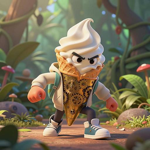 Adventurous Ice Cream Cone Explorer in Jungle