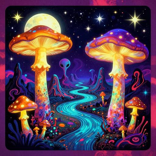 Psychedelic 1970s Alien Landscape