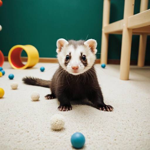 Playful Ferret in a Whimsical Playroom Playful Ferret in a Whimsical Playroom
