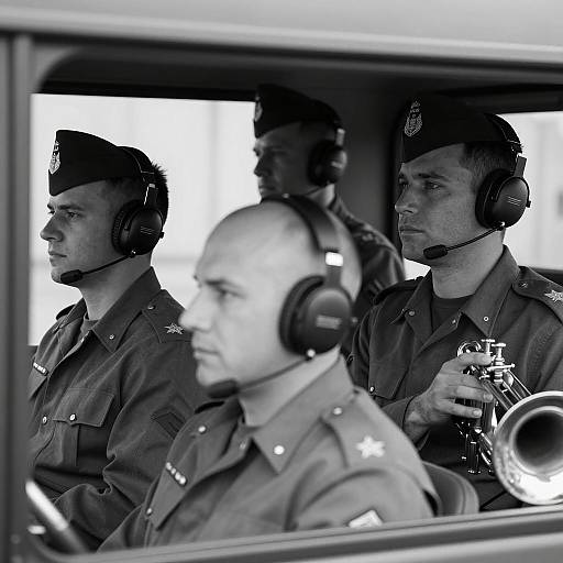 Military Men Wearing Headphones Inside Vehicle