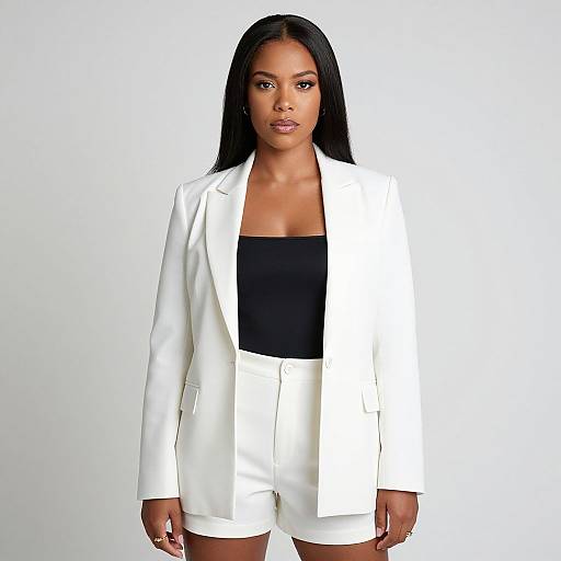 Confident Woman in Chic White Outfit