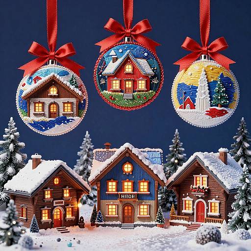 3D Vivid Winter Ornaments Masterpiece