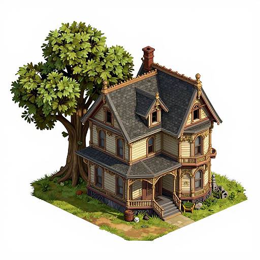 Isometric Victorian House Asset