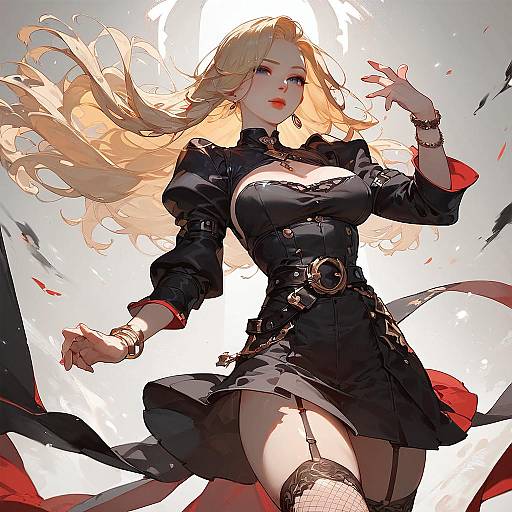 Crimson Shadows: Blonde in Fishnets