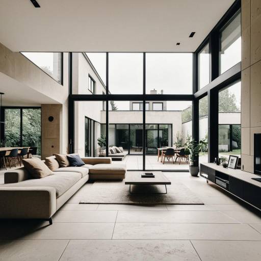 Modern Minimalist Living Room with Floor-to-Ceiling Windows