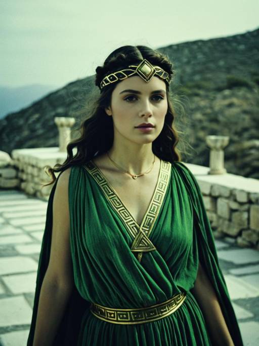 Cinematic Green Greek Goddess Portrait