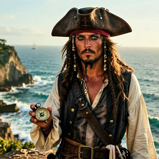 Rugged Pirate on Coastal Cliff