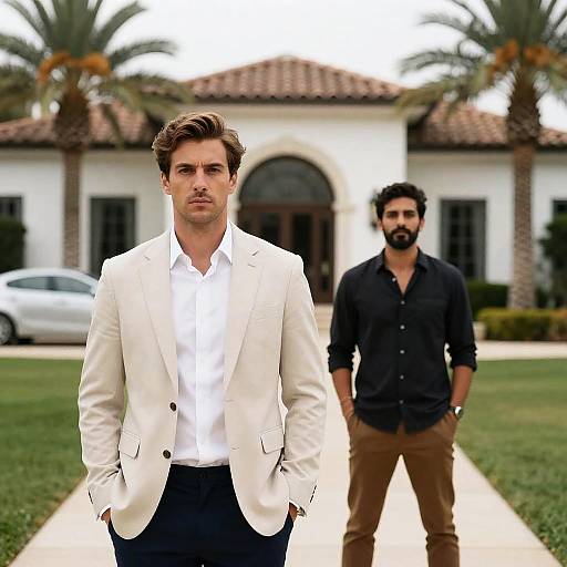 Elegant Portrait in Front of Mansion