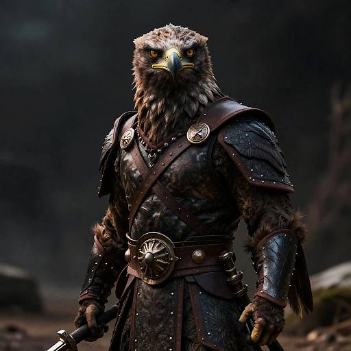 Anthropomorphic Eagle Warrior in Detailed Armor