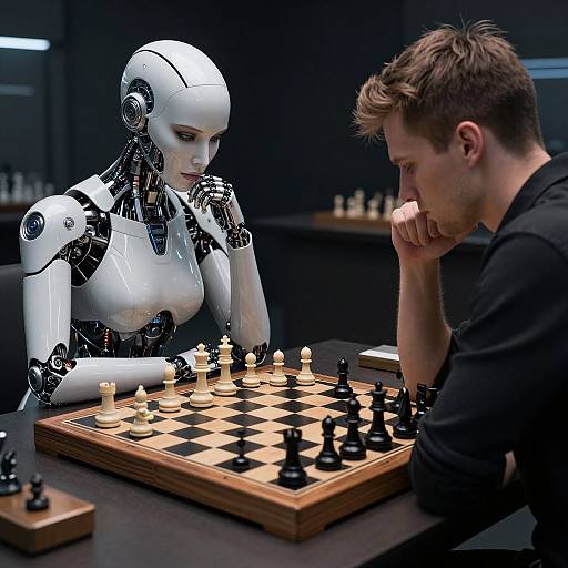 Futuristic Cyborg vs Human Chess Match