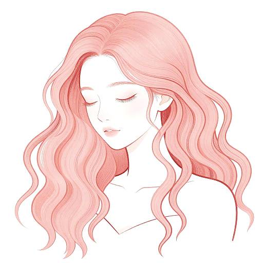 Ethereal Woman with Coral Pink Hair