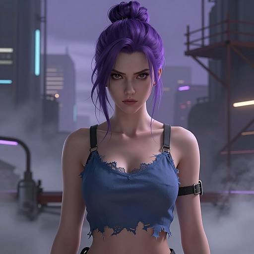 Futuristic Woman with Purple Hair