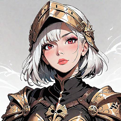 Medieval Female Dark Knight with Golden Sword